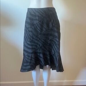 Sandro Black and Gray Asymmetrical Zebra Skirt